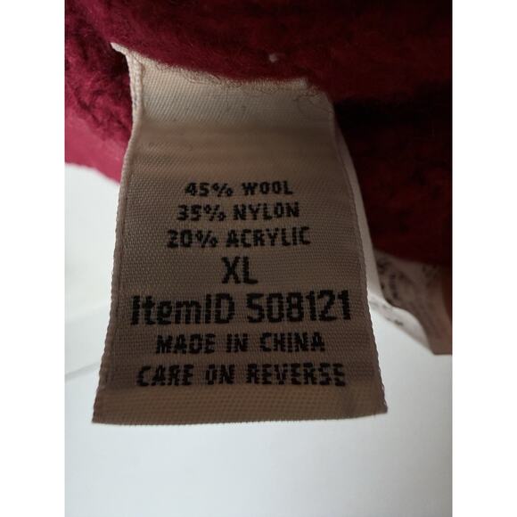 LL Bean Wool Blend Cardigan Sweater Burgundy Womens Sz XL Cable Knit Open Front - Picture 5 of 9